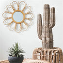 retro wicker wall mirror for home decor