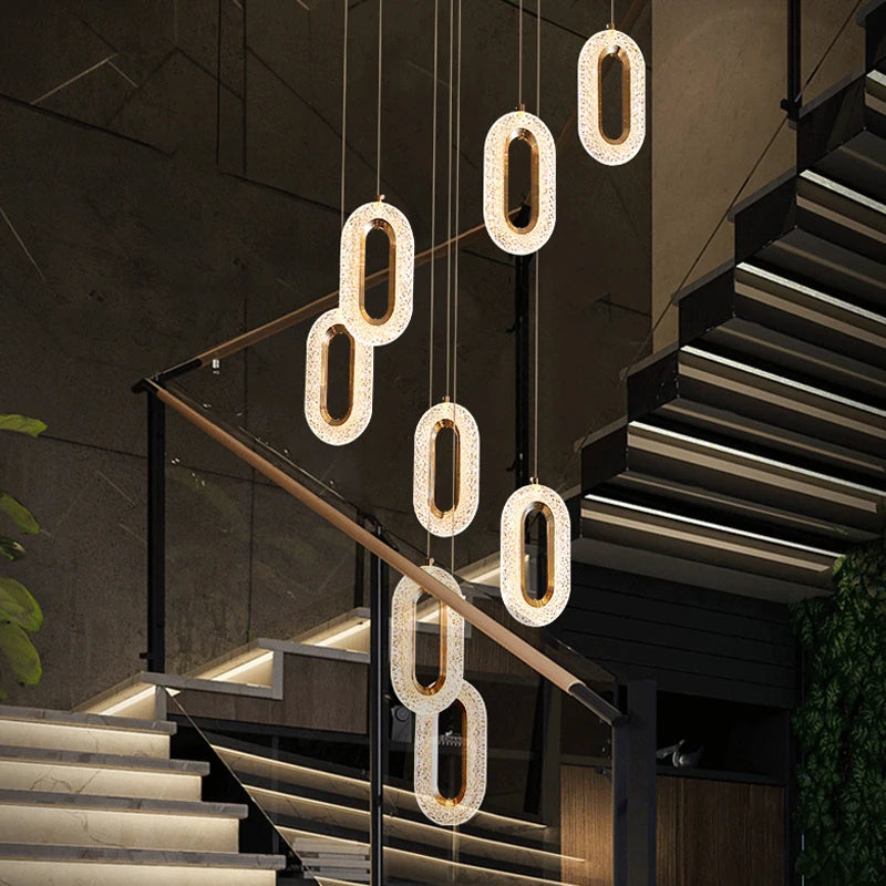 Modern gold chandelier for interior staircase and restaurant decor
