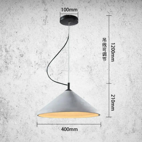 Retro loft concrete pendant light with LED for restaurant and living room - vue 7 sur 6