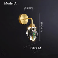 Modern luxury crystal LED wall light for home, bedside and hallway