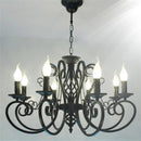 Classic vintage chandelier with 6 or 8 candle lights in wrought iron