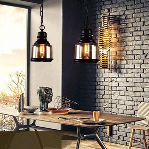 Vintage glass wine bottle pendant light industrial style - vue 4 sur 9