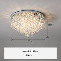 Modern LED ceiling light in chrome steel with K9 crystals art deco