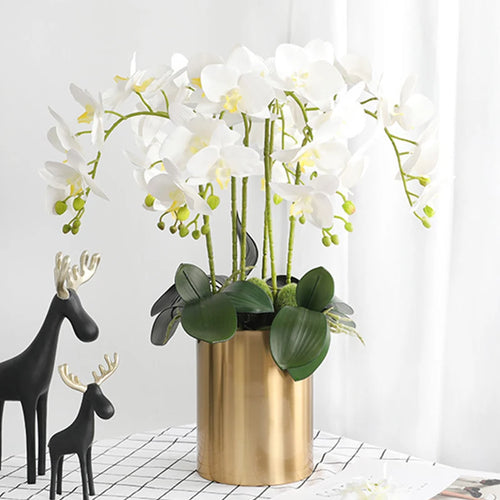 preserved phalaenopsis orchid artificial flowers for wedding decoration - vue 2 sur 17