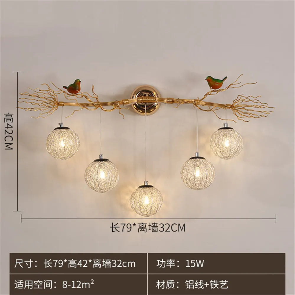 Nordic aluminium bird nest LED wall light romantic - vue 11 sur 11