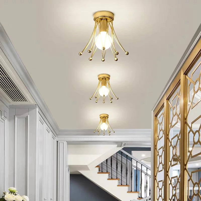 Luxury gold crown surface mount ceiling light