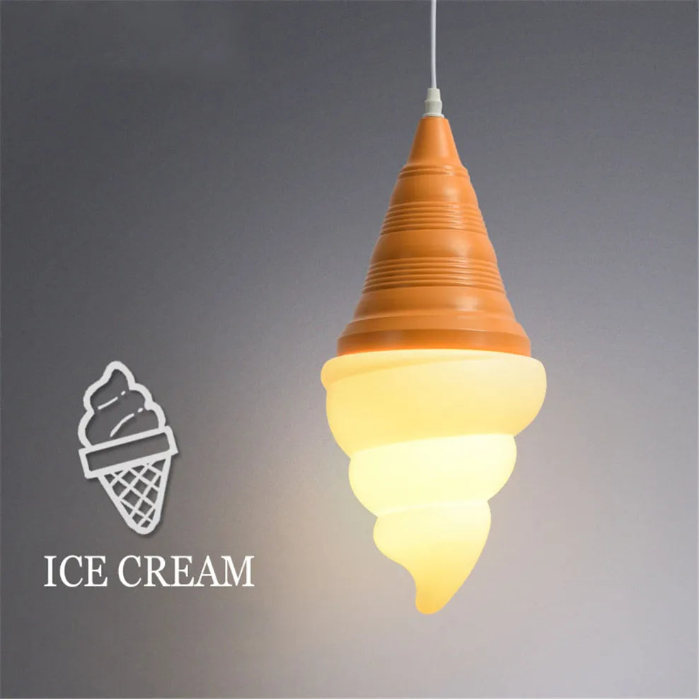 Creative children's LED pendant light ice cream cones - vue 5 sur 9