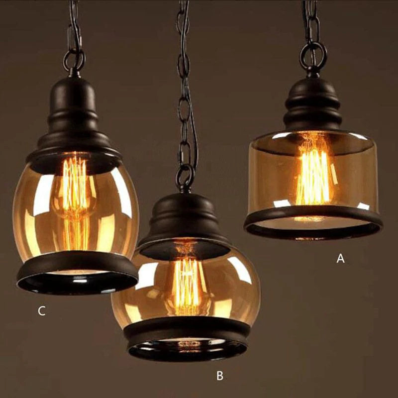 Vintage glass wine bottle pendant light industrial style - vue 5 sur 9