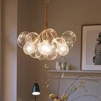 Nordic chandelier with coffee wires and glass lamps