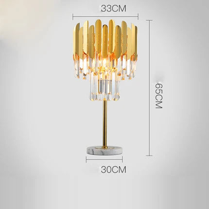 Postmodern art deco stainless steel and crystal table lamp