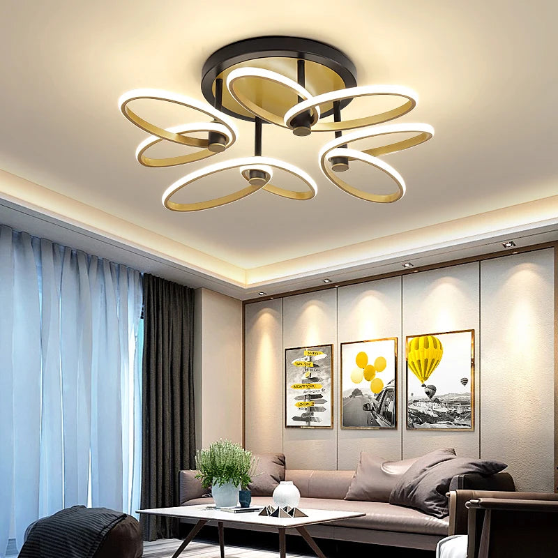 Modern gold petal ceiling light for decorative interiors