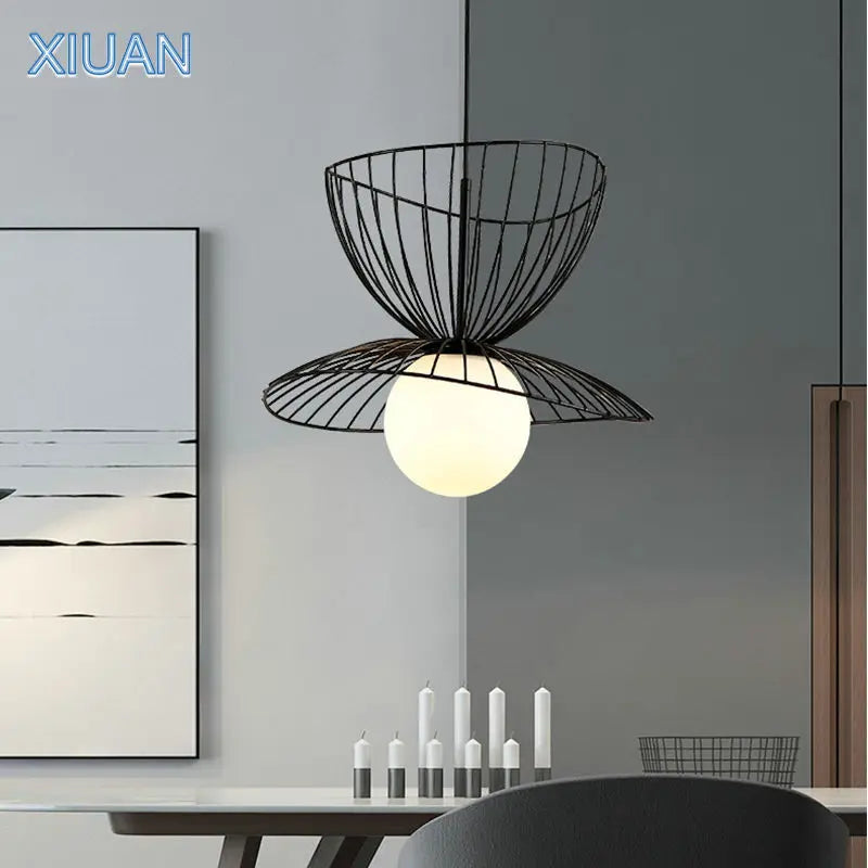 Modern metal ceiling pendant light with adjustable wire LED