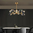 Crystal and copper art deco modern design chandelier