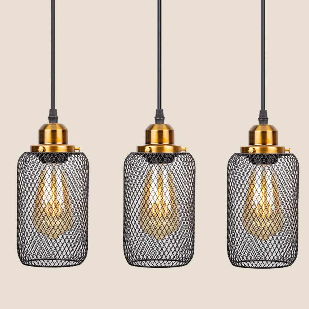 Minimalist vintage caged pendant light for bars and lofts