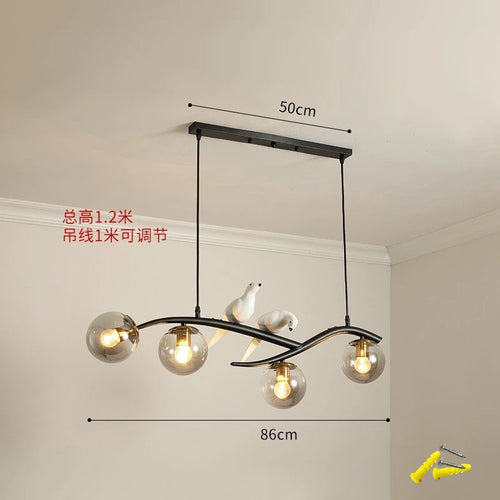 Nordic bird lamp modern chandelier with glass LED shade - vue 13 sur 14