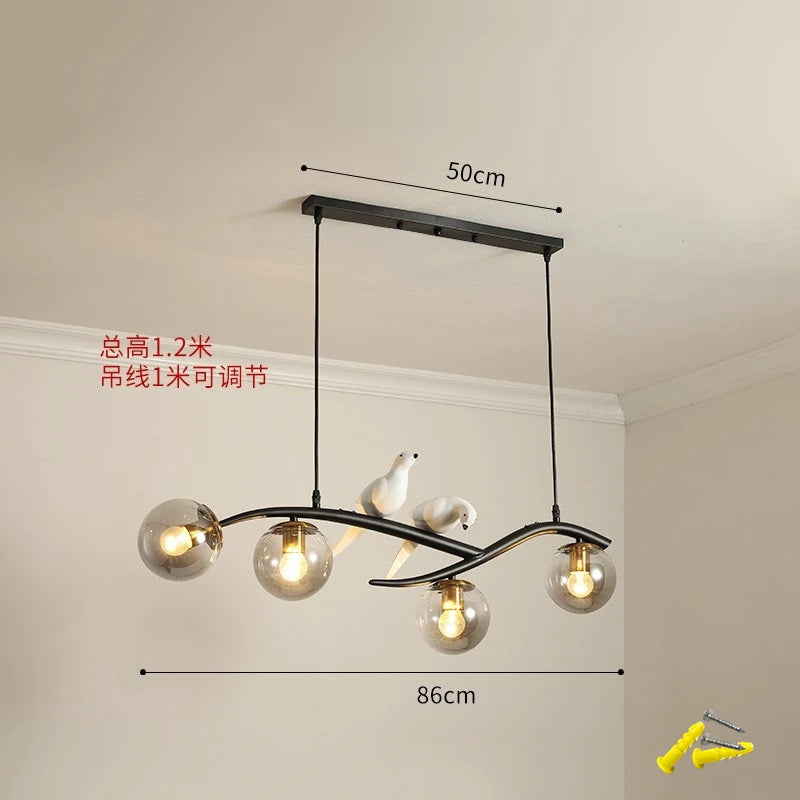 Nordic bird lamp modern chandelier with glass LED shade - vue 12 sur 14