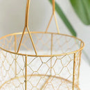 Handmade golden metal flower basket with handles