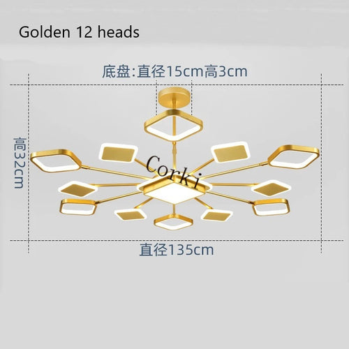 modern square led chandelier with dimmable intensity - vue 10 sur 12