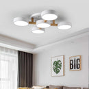 Modern LED ceiling light in acrylic and wood molecular design