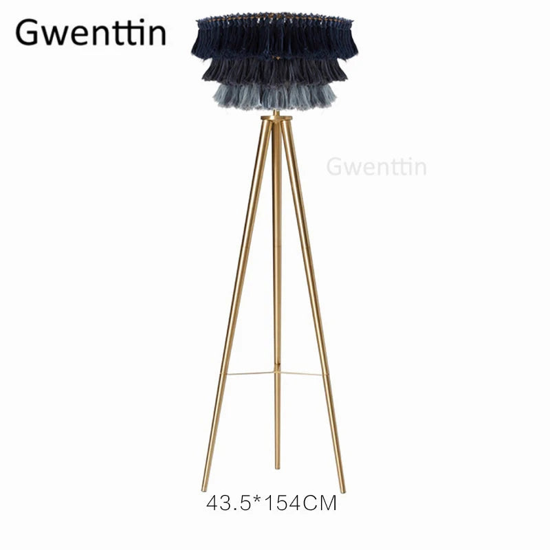 Creative silk thread floor lamp with decorative nordic tripod