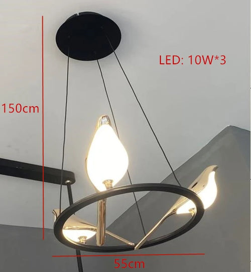 Gold plated modern adjustable novelty bird LED pendant light - vue 12 sur 18