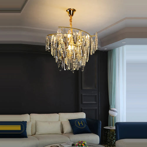 Art deco crystal and elegant metal designer chandelier - vue 6 sur 10