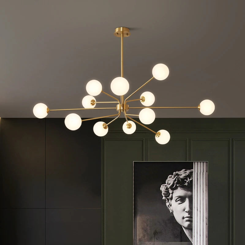 Nordic wrought iron chandelier in modern sputnik style