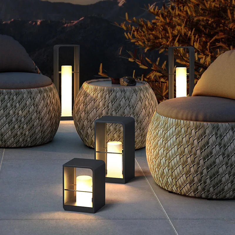 Solar garden LED lamp with waterproof remote control for outdoor use