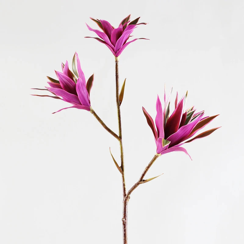 Large artificial bamboo branch with decorative flowers and leaves - vue 8 sur 8