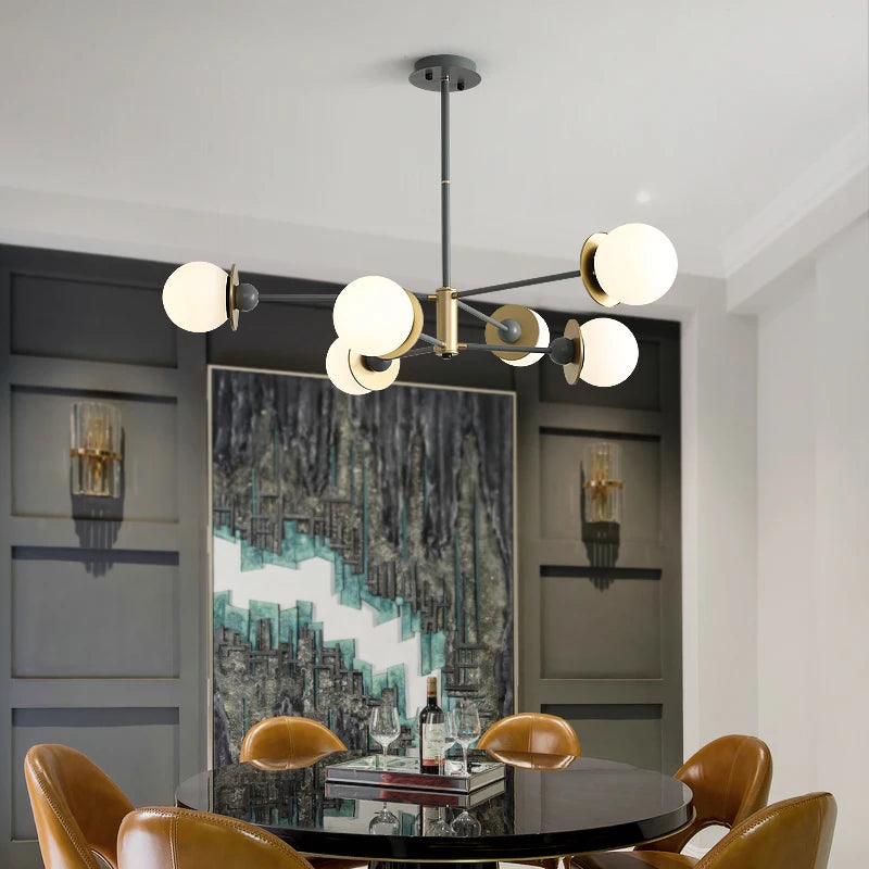 Modern glass ball chandelier for decorative indoor lighting - vue 5 sur 10