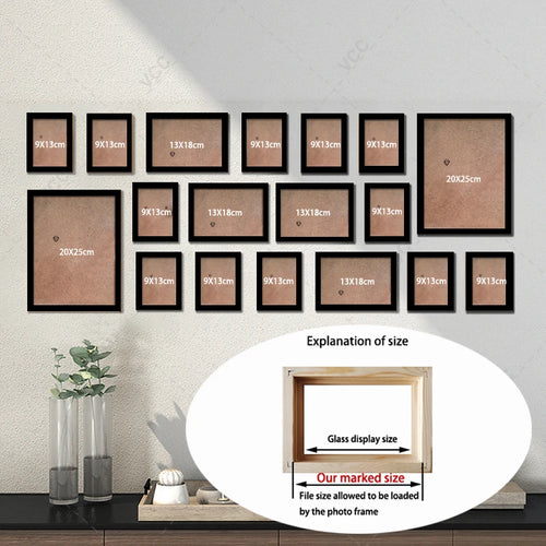 Set of 18 natural wood photo frames for wall hanging - vue 4 sur 10