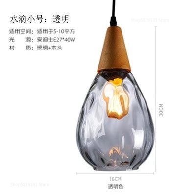 Nordic retro decorative water grain glass pendant light - vue 15 sur 21