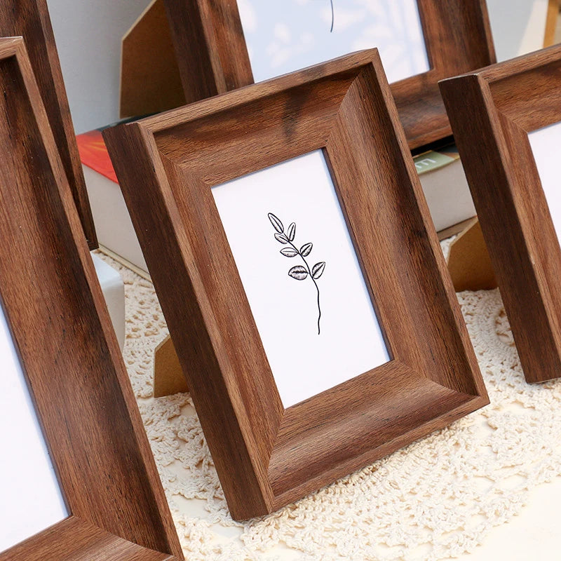 Double-use wooden photo frame for home decoration