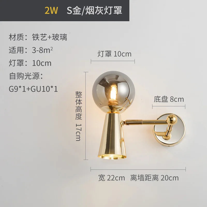 Rotatable glass head wall light for interior decoration - vue 12 sur 12