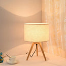 Modern wooden table lamp with decorative fabric shade