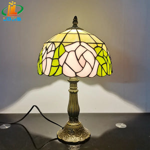 Tiffany style rose table lamp for interior decoration