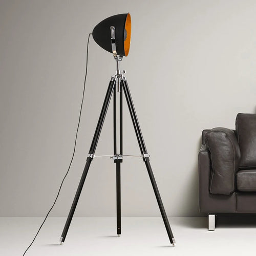 Vintage industrial tripod floor lamp with Edison bulbs - vue 7 sur 6