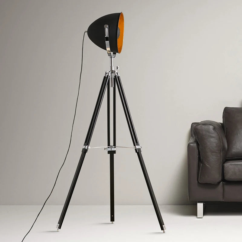 Vintage industrial tripod floor lamp with Edison bulbs - vue 6 sur 6