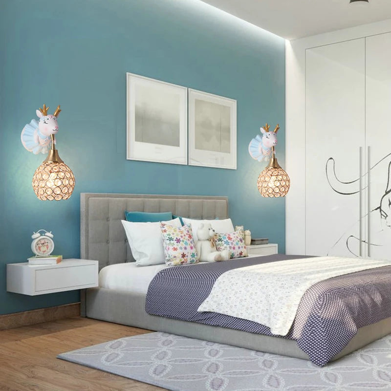 Animal design wall light – elephant and deer for children - vue 3 sur 10