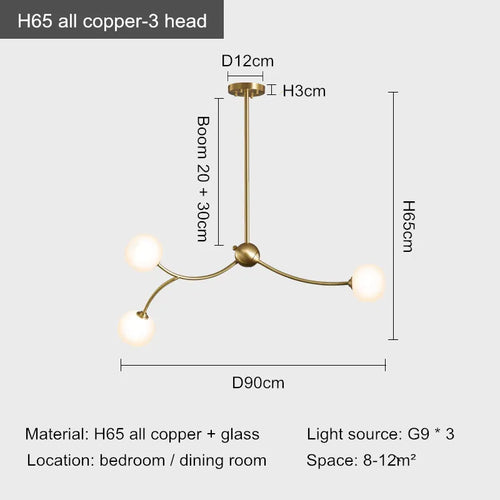 Designer copper restaurant chandelier with modern ambiance for interiors - vue 9 sur 10