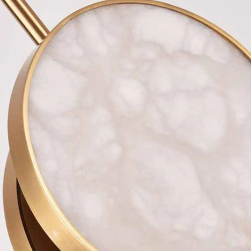 Round two-light natural marble LED pendant for indoor decoration - vue 7 sur 8