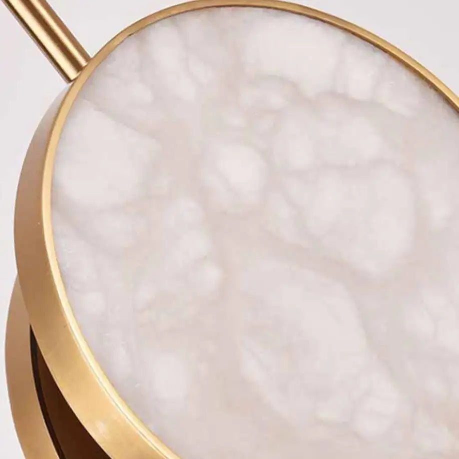 Round two-light natural marble LED pendant for indoor decoration - vue 6 sur 8