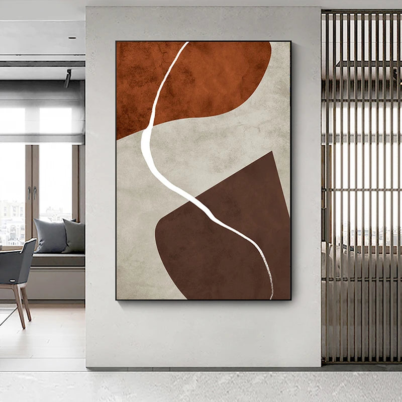 Modern abstract wall painting in minimalist geometric blocks - vue 4 sur 9