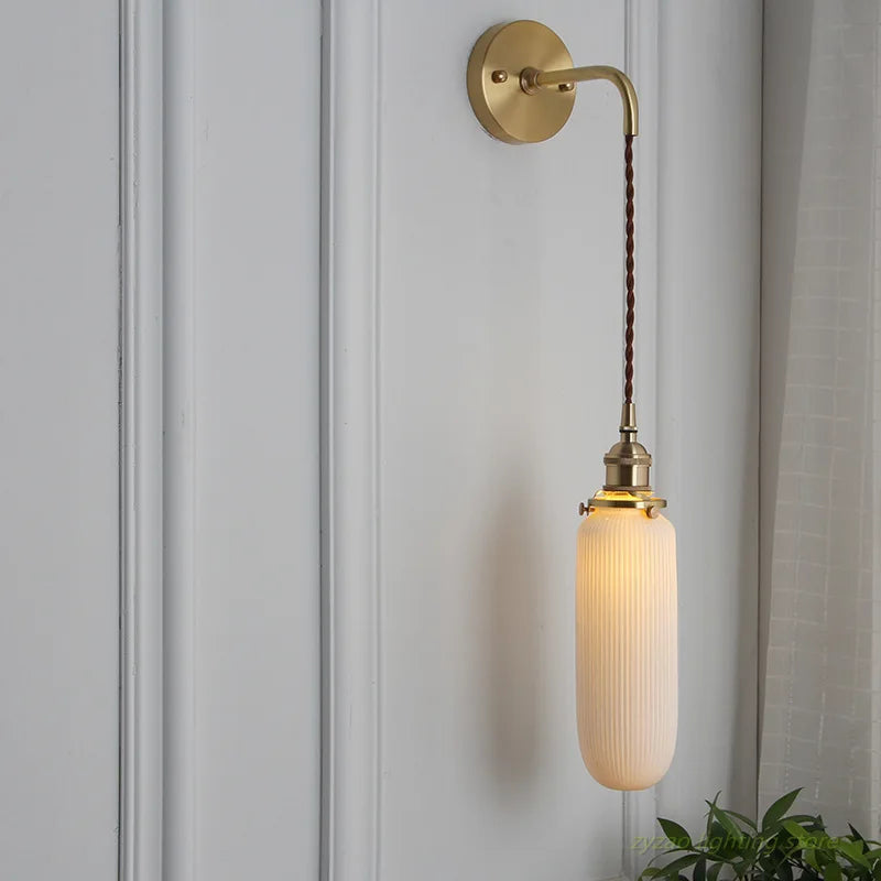 Elegant nordic white porcelain wall light for interiors