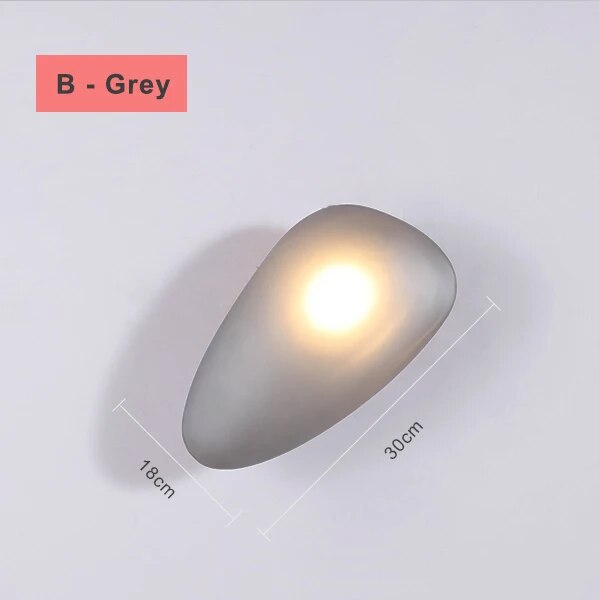 Modern nordic LED wall light pebble design for bedroom and staircase - vue 12 sur 21