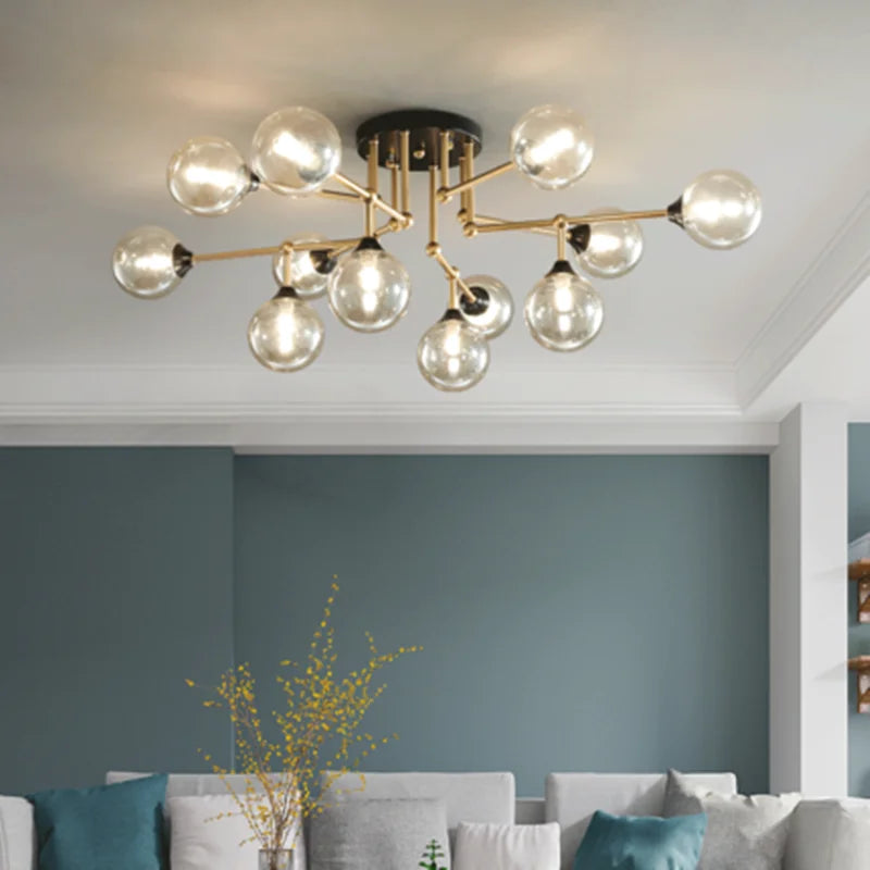 Modern glass chandelier with contemporary decorative lighting