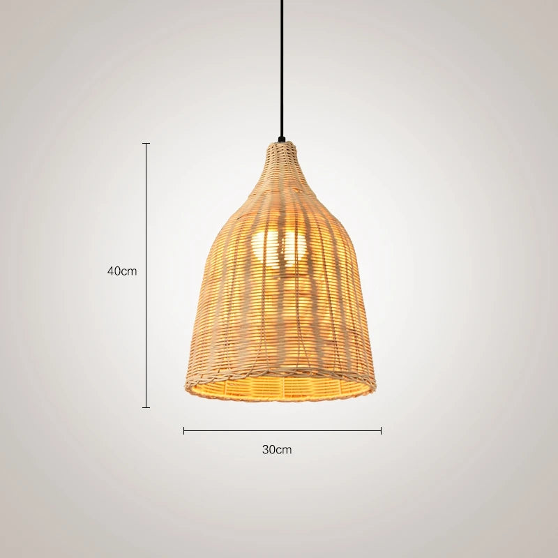 Rattan and bamboo pendant light for interior decor with Asian rustic style - vue 16 sur 16