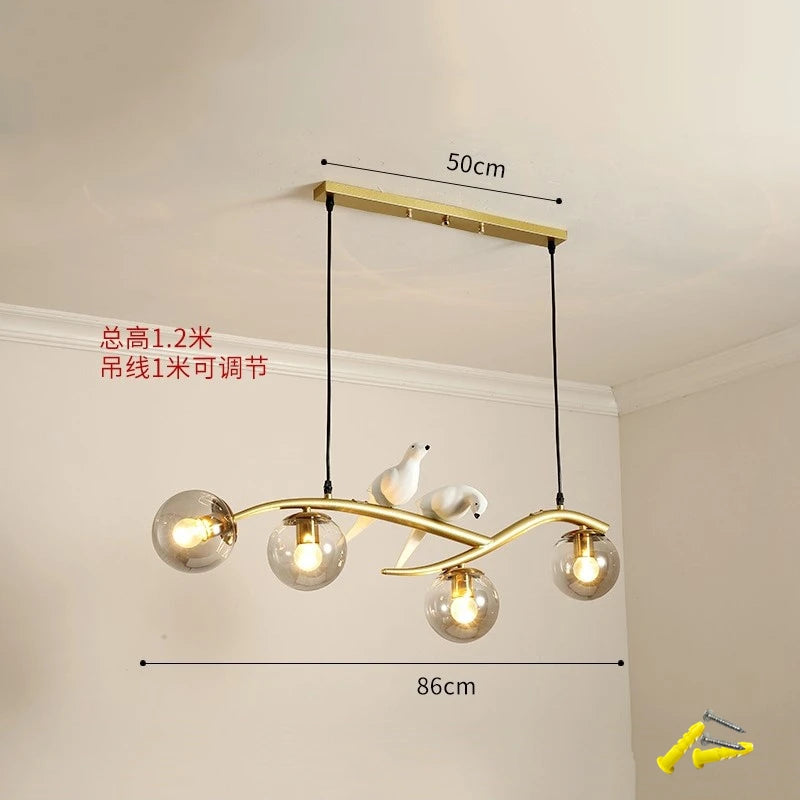 Nordic bird lamp modern chandelier with glass LED shade - vue 8 sur 14
