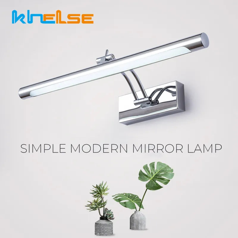 Modern waterproof LED mirror wall light in stainless steel