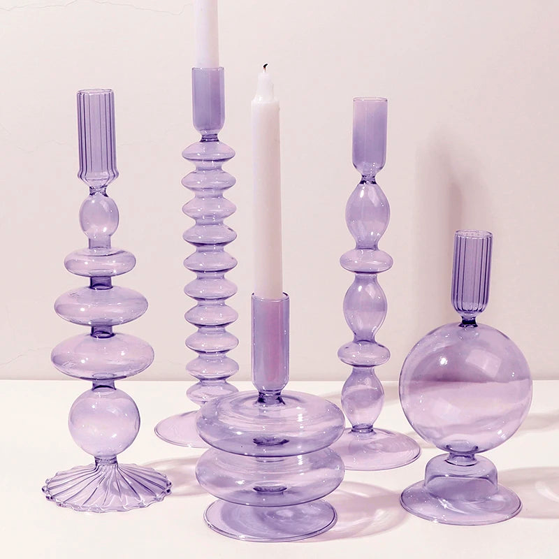 glass candle holder for romantic and festive decoration